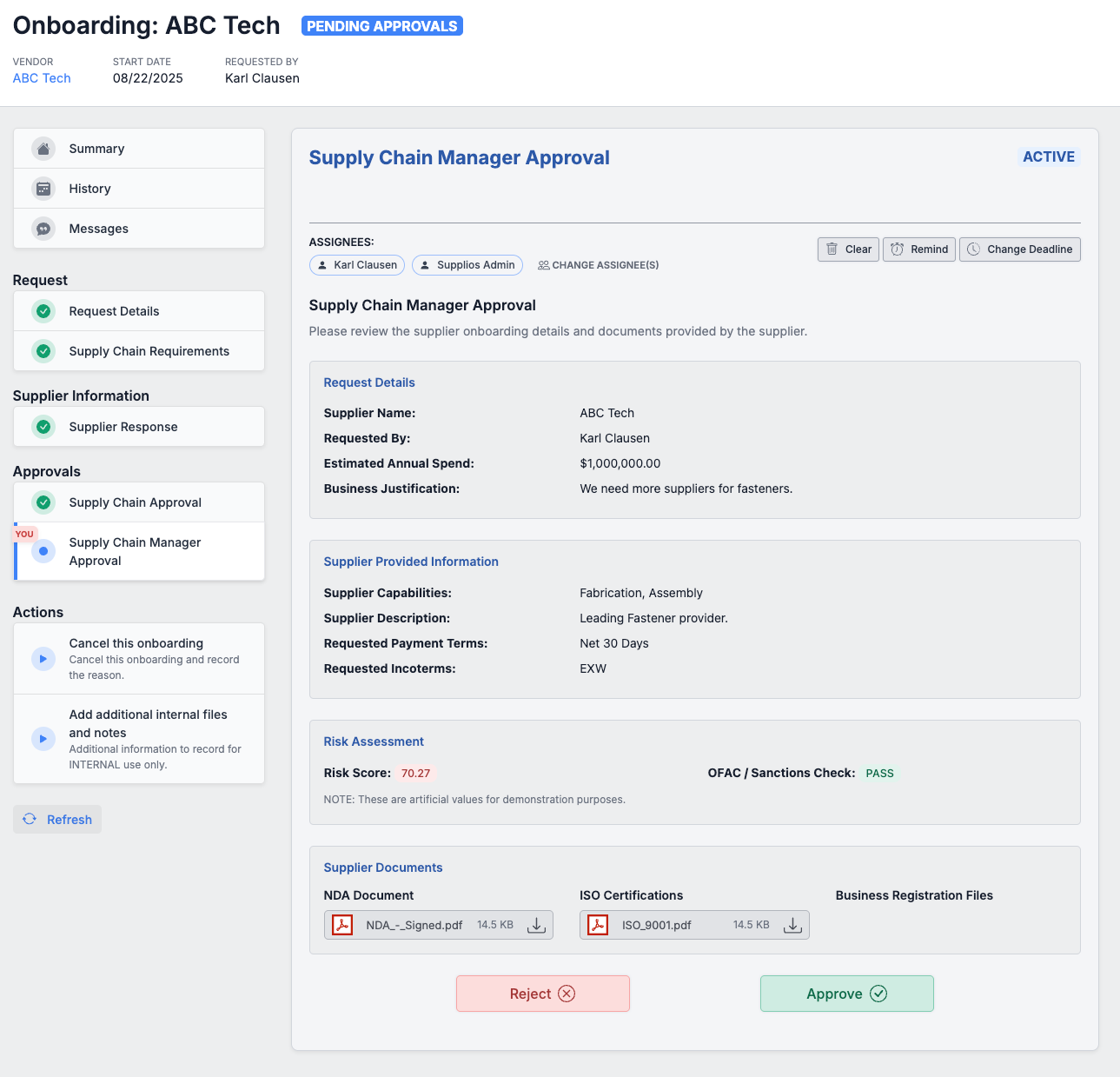 Supplier onboarding overview in Supplios