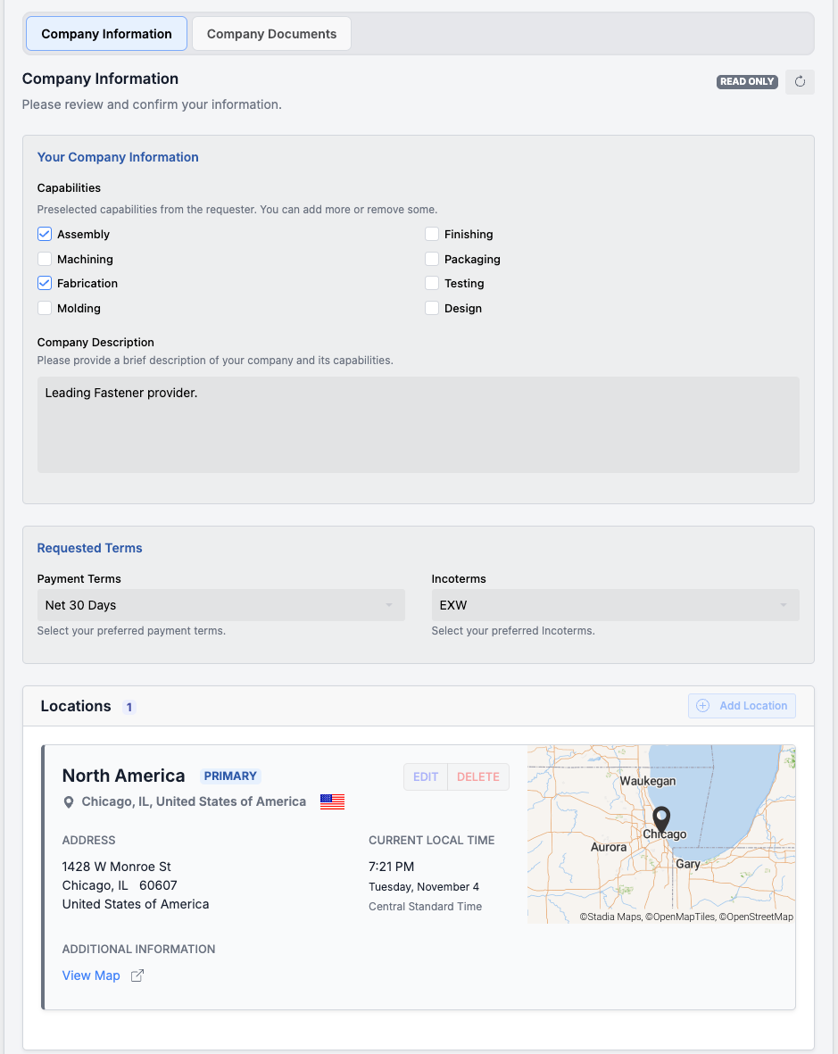 Supplier onboarding workflow details in Supplios