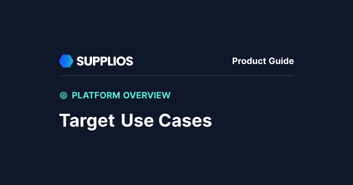 Targeted Use Cases Target Use Cases | Supplios