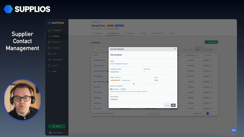 Managing Supplier Contacts